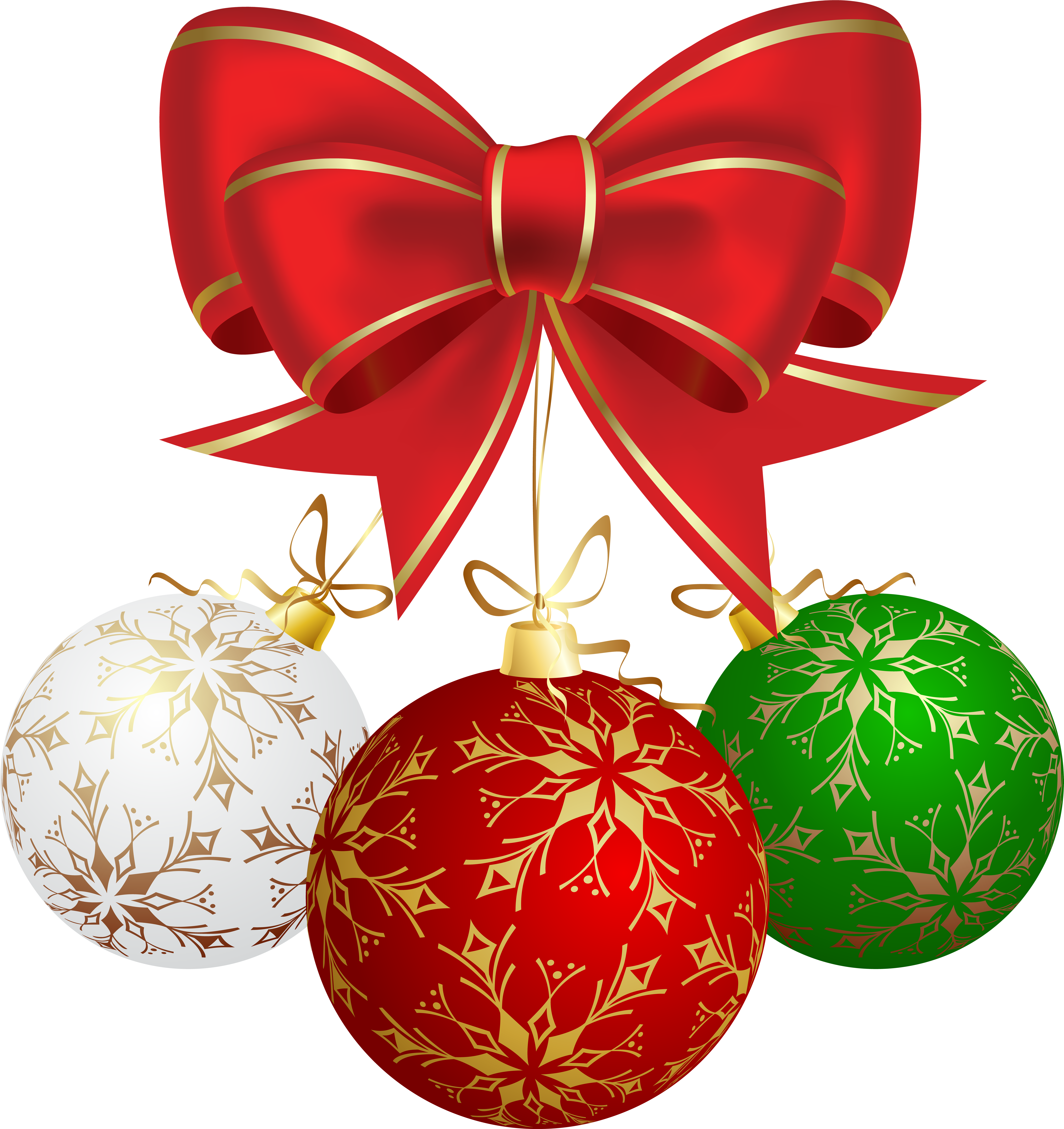 Festive Christmas Ornamentswith Red Bow PNG