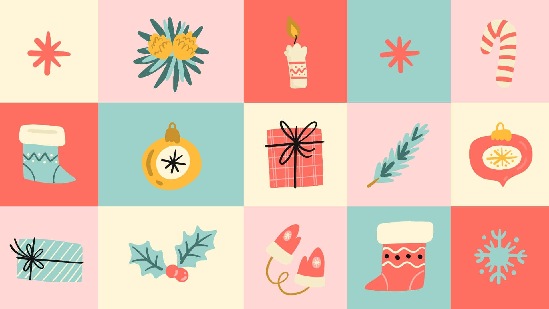 Festive Christmas Pattern Illustration Wallpaper