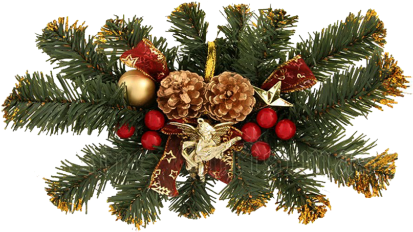 Festive Christmas Pine Decoration.png PNG