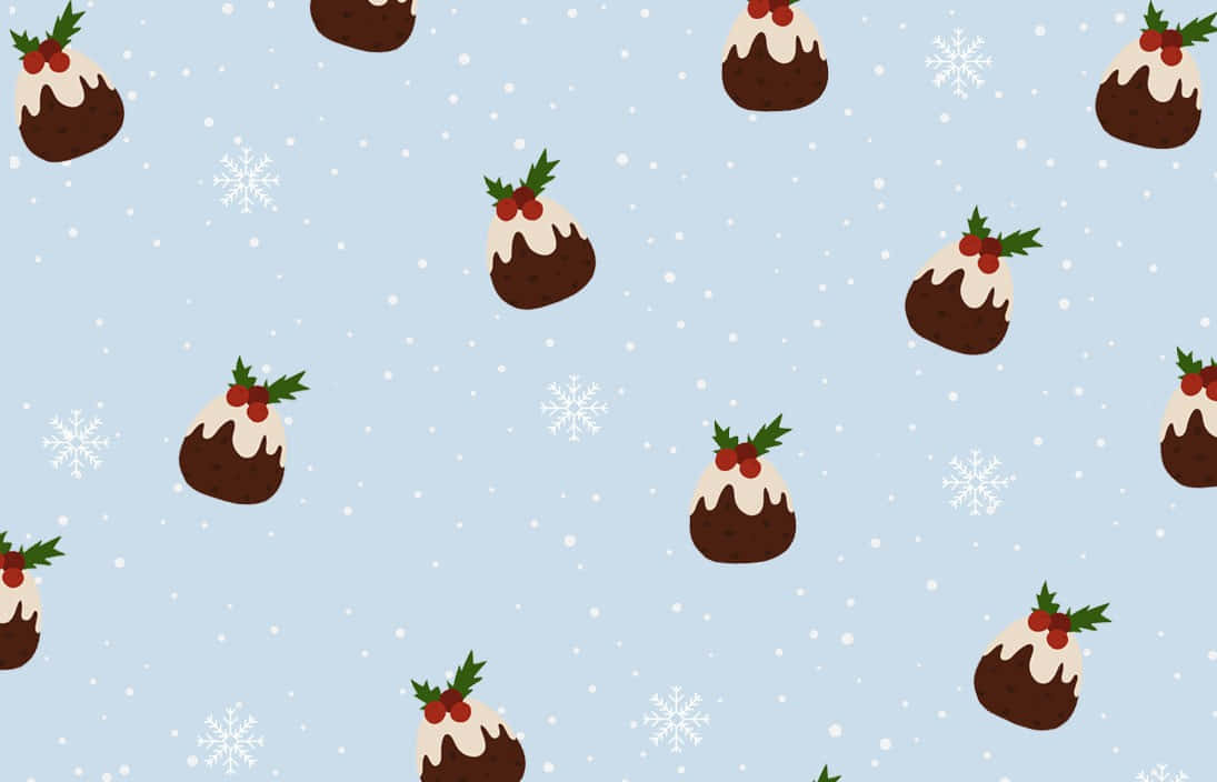 Festive Christmas Pudding Pattern Wallpaper