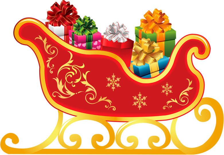 Festive Christmas Sleigh With Gifts.png PNG
