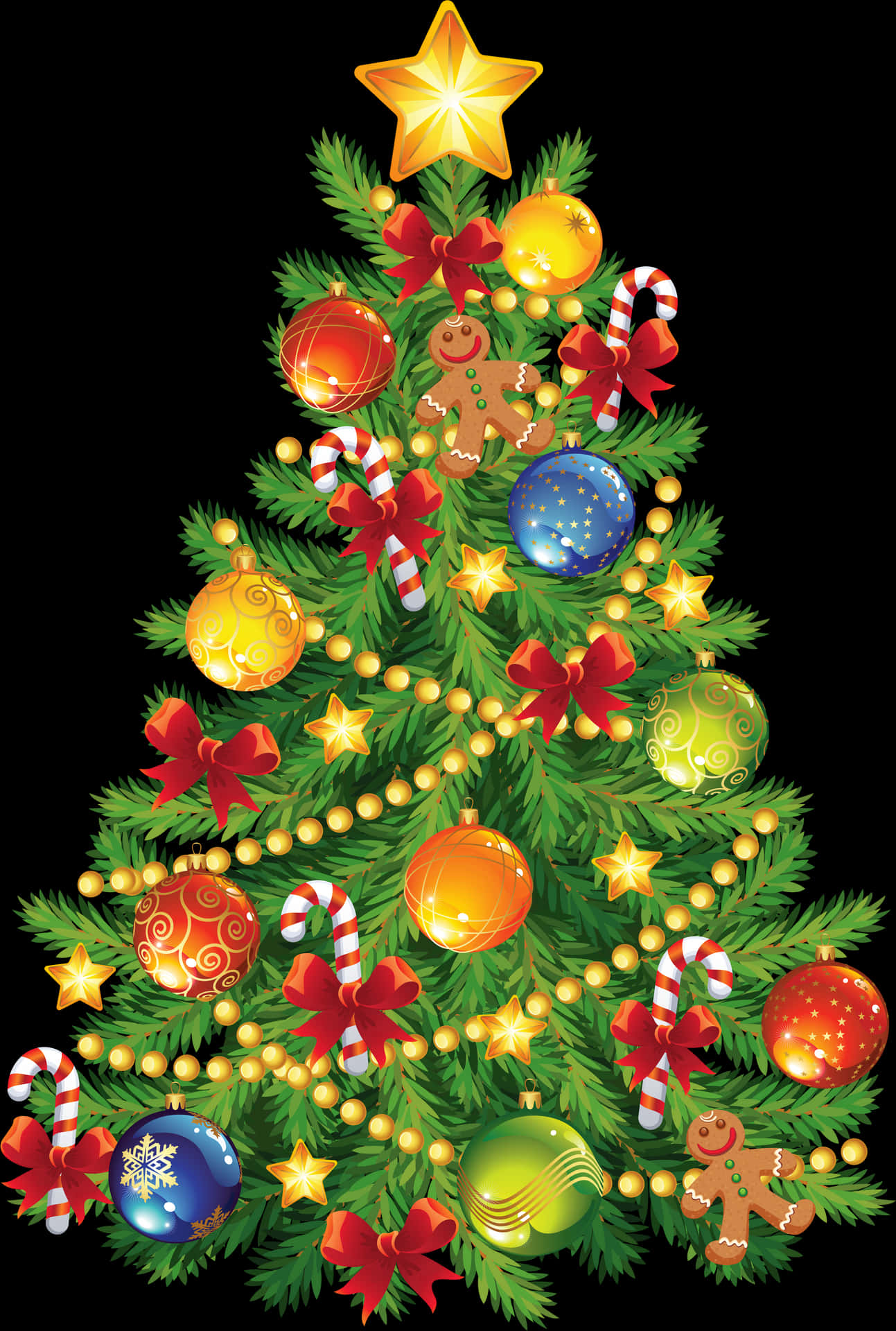 Festive Christmas Tree Decorations PNG