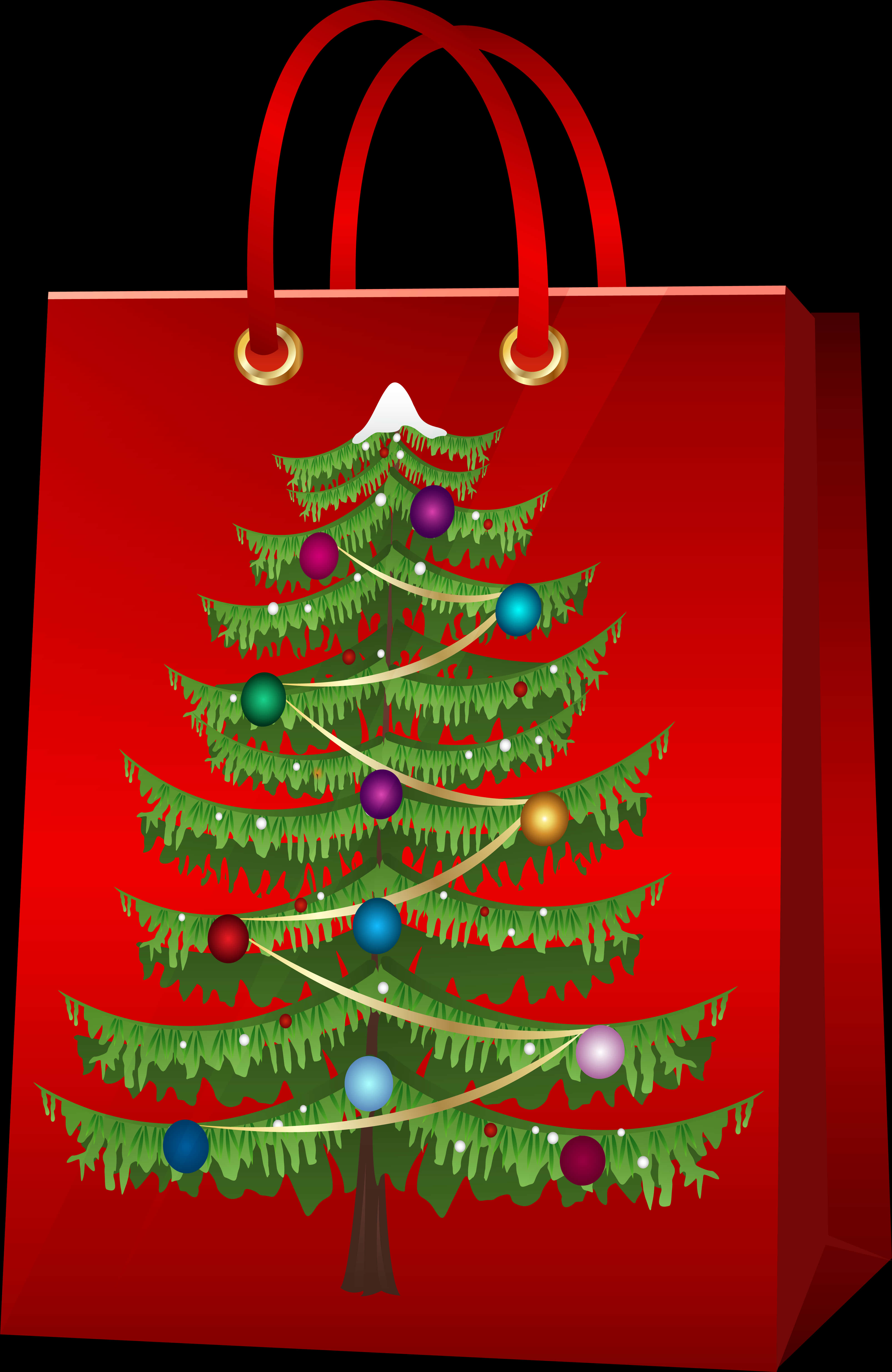 Festive Christmas Tree Gift Bag PNG