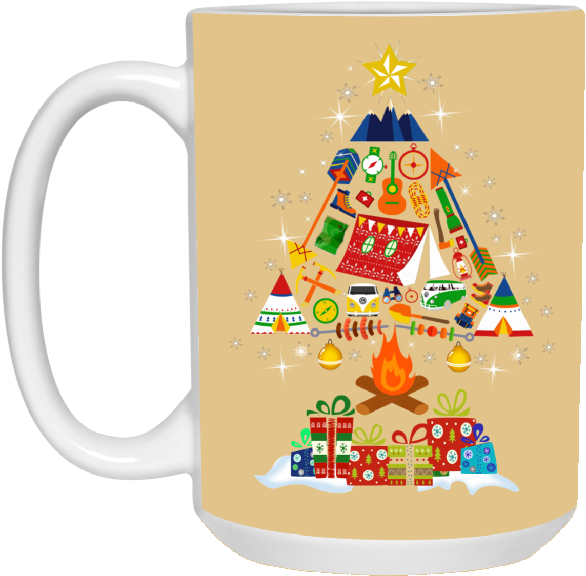 Festive Christmas Tree Mug Design PNG
