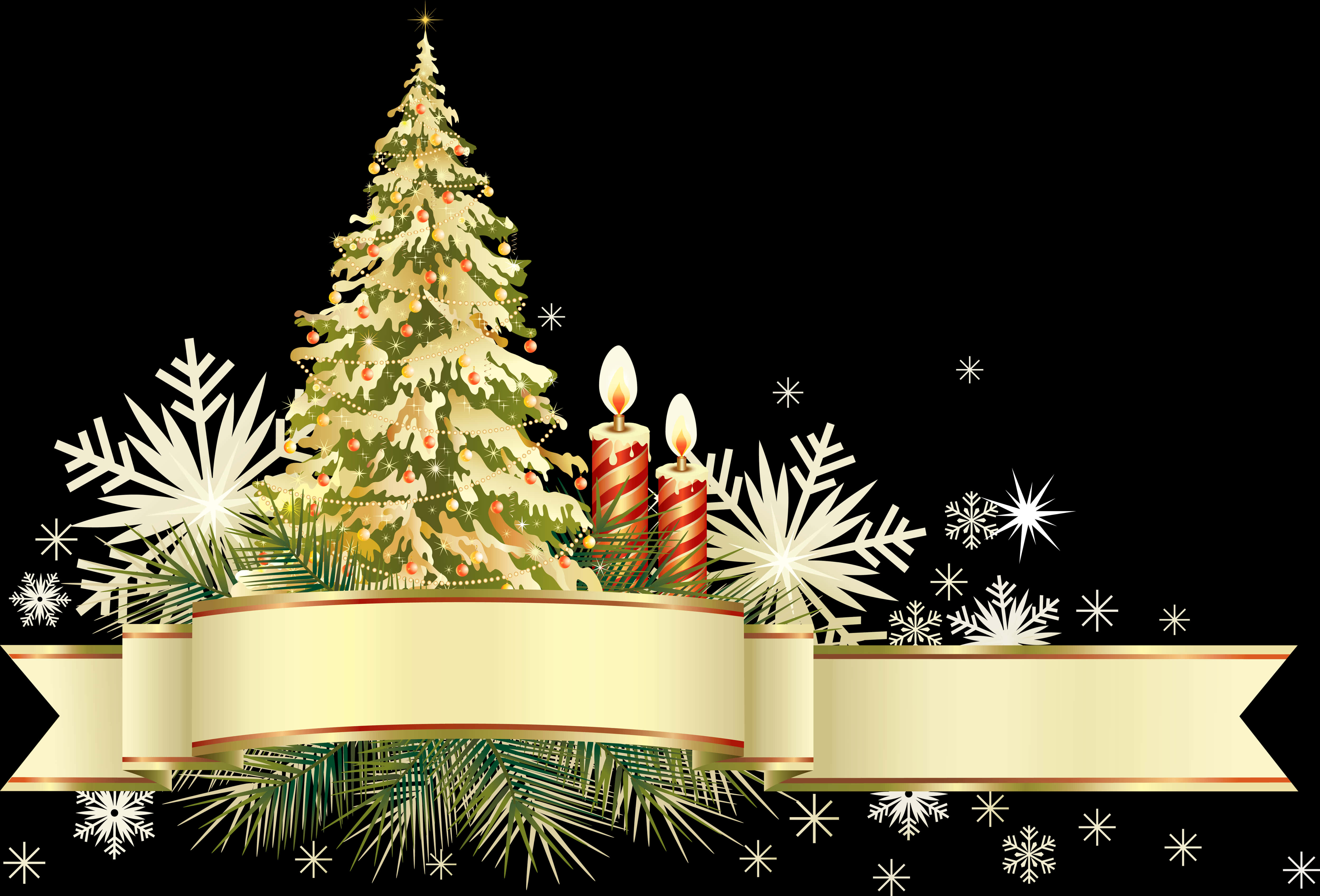 Festive Christmas Treeand Candles PNG