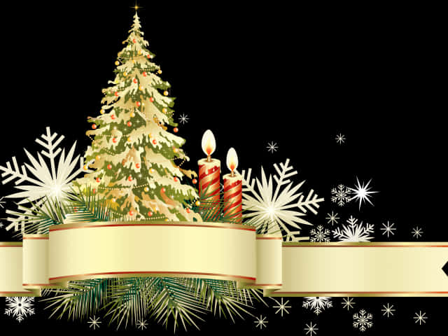 Festive Christmas Treeand Candles PNG