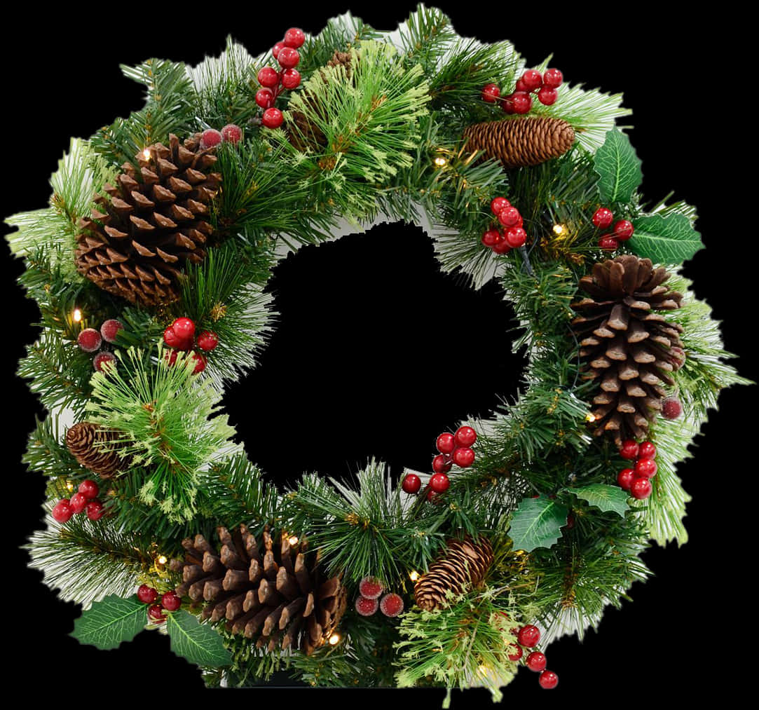 Festive Christmas Wreath PNG