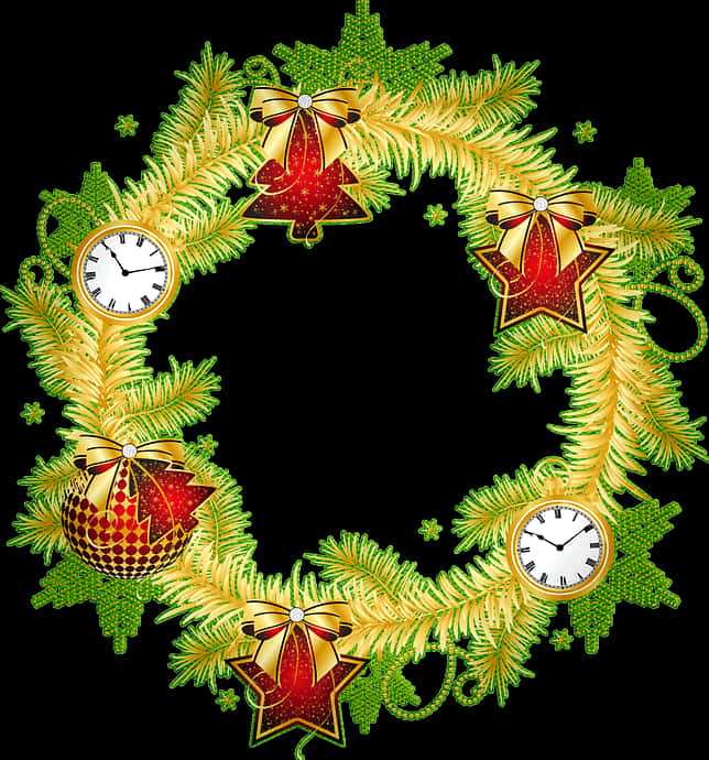 Festive Christmas Wreath Decoration PNG