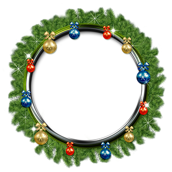 Festive Christmas Wreath Frame PNG