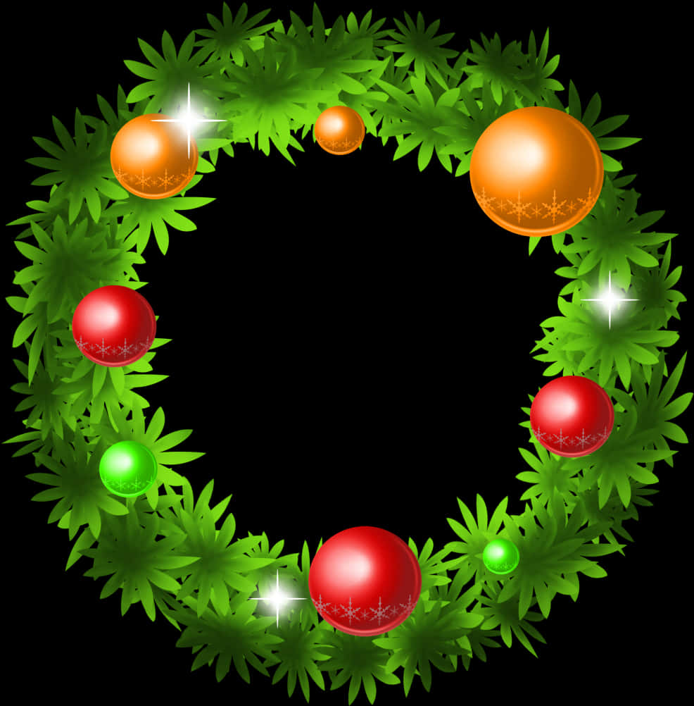 Festive Christmas Wreathwith Ornaments PNG