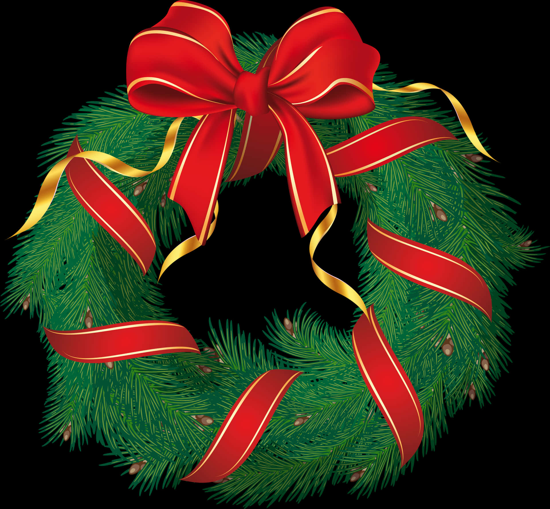 Festive Christmas Wreathwith Red Bow PNG