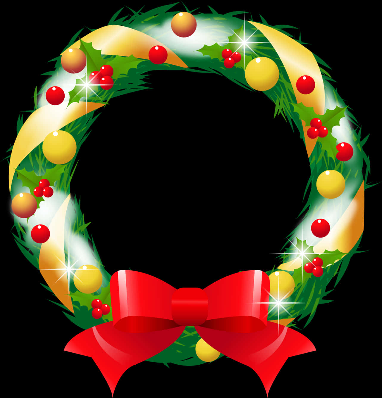 Festive Christmas Wreathwith Red Bow PNG