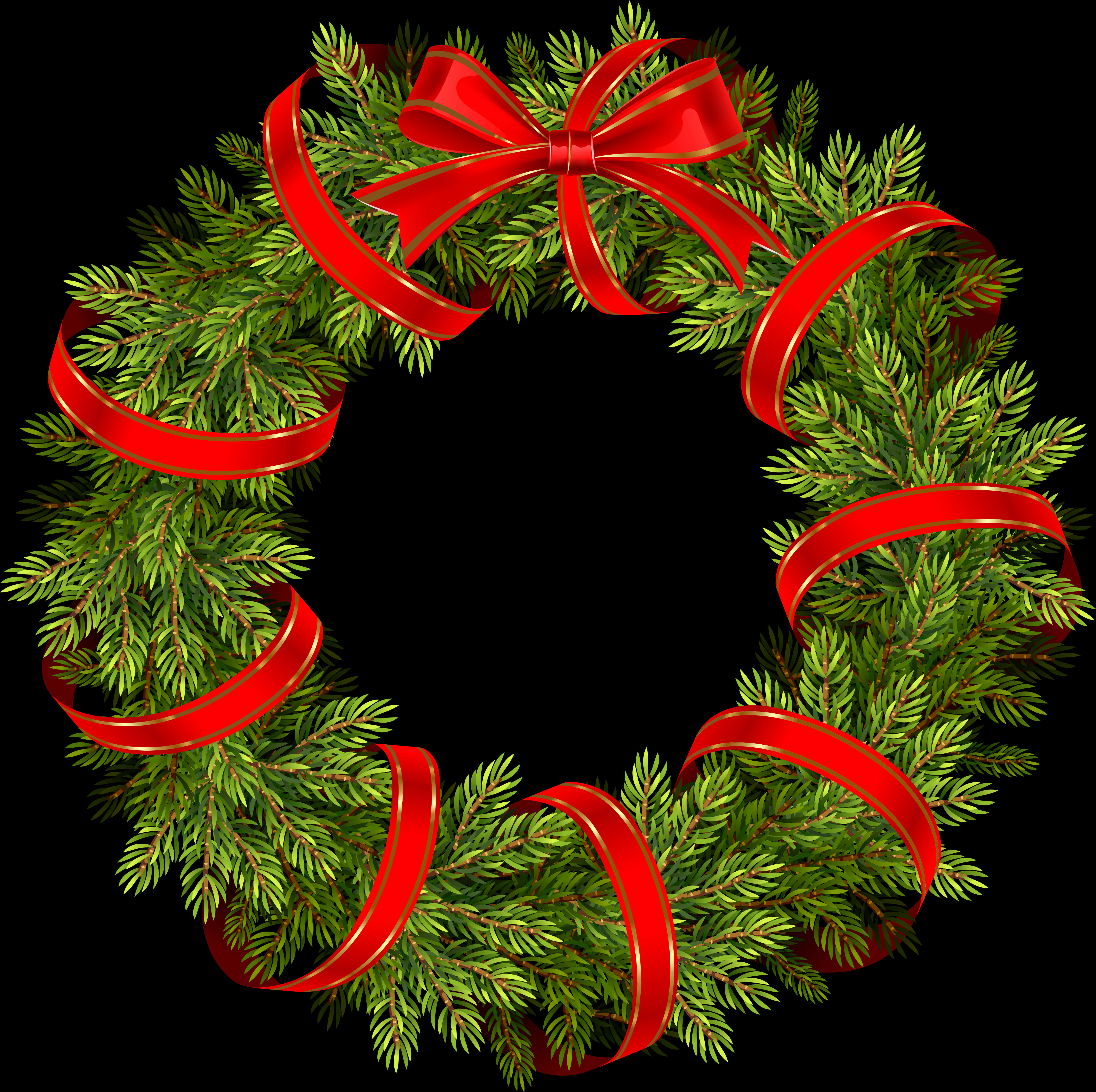 Festive Christmas Wreathwith Red Bow PNG