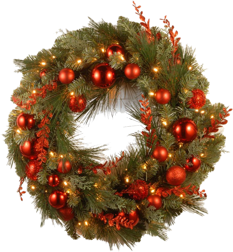 Festive Christmas Wreathwith Red Ornaments PNG