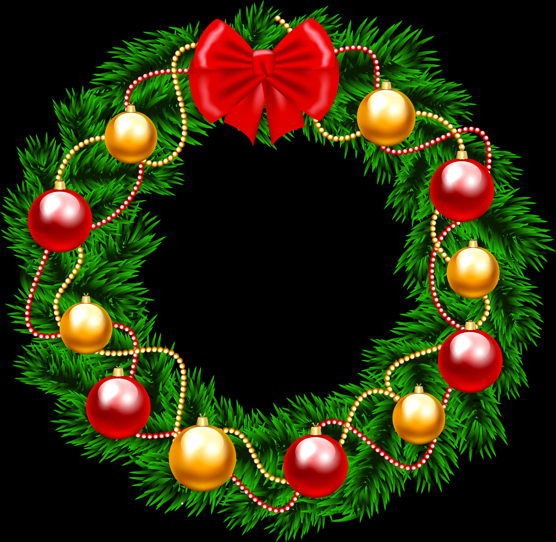 Festive Christmas Wreathwith Redand Gold Ornaments PNG
