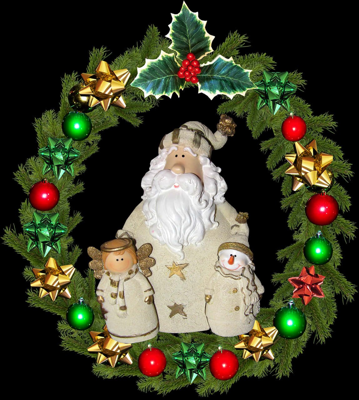 Festive Christmas Wreathwith Santaand Friends PNG