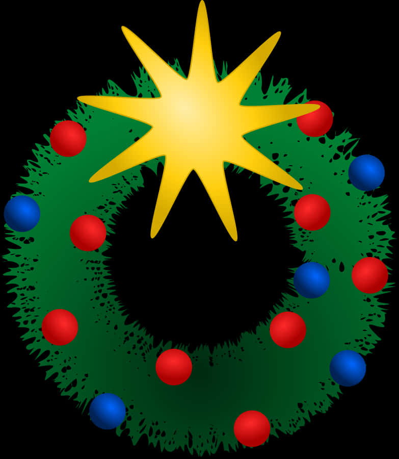 Festive Christmas Wreathwith Star PNG