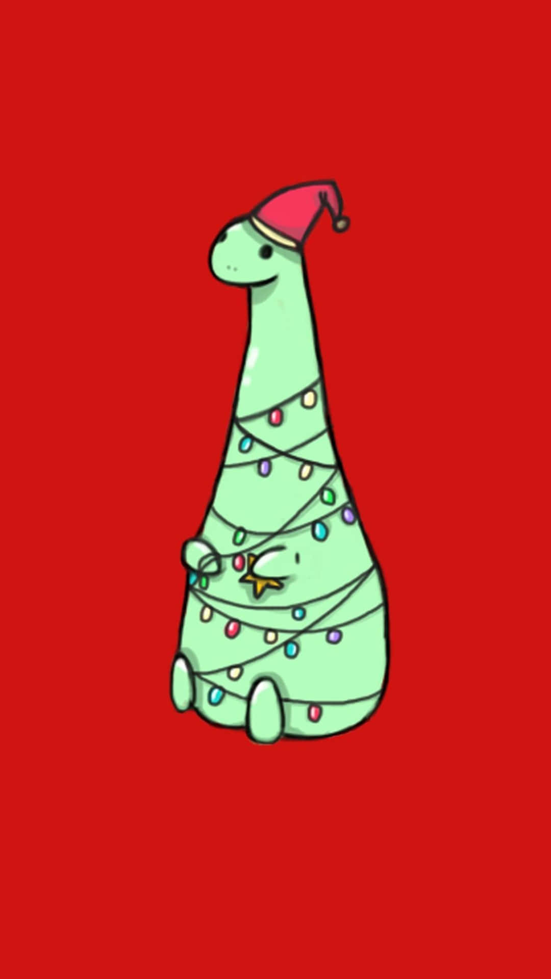 Festive Dinosaur Christmas Tree Aesthetic Wallpaper