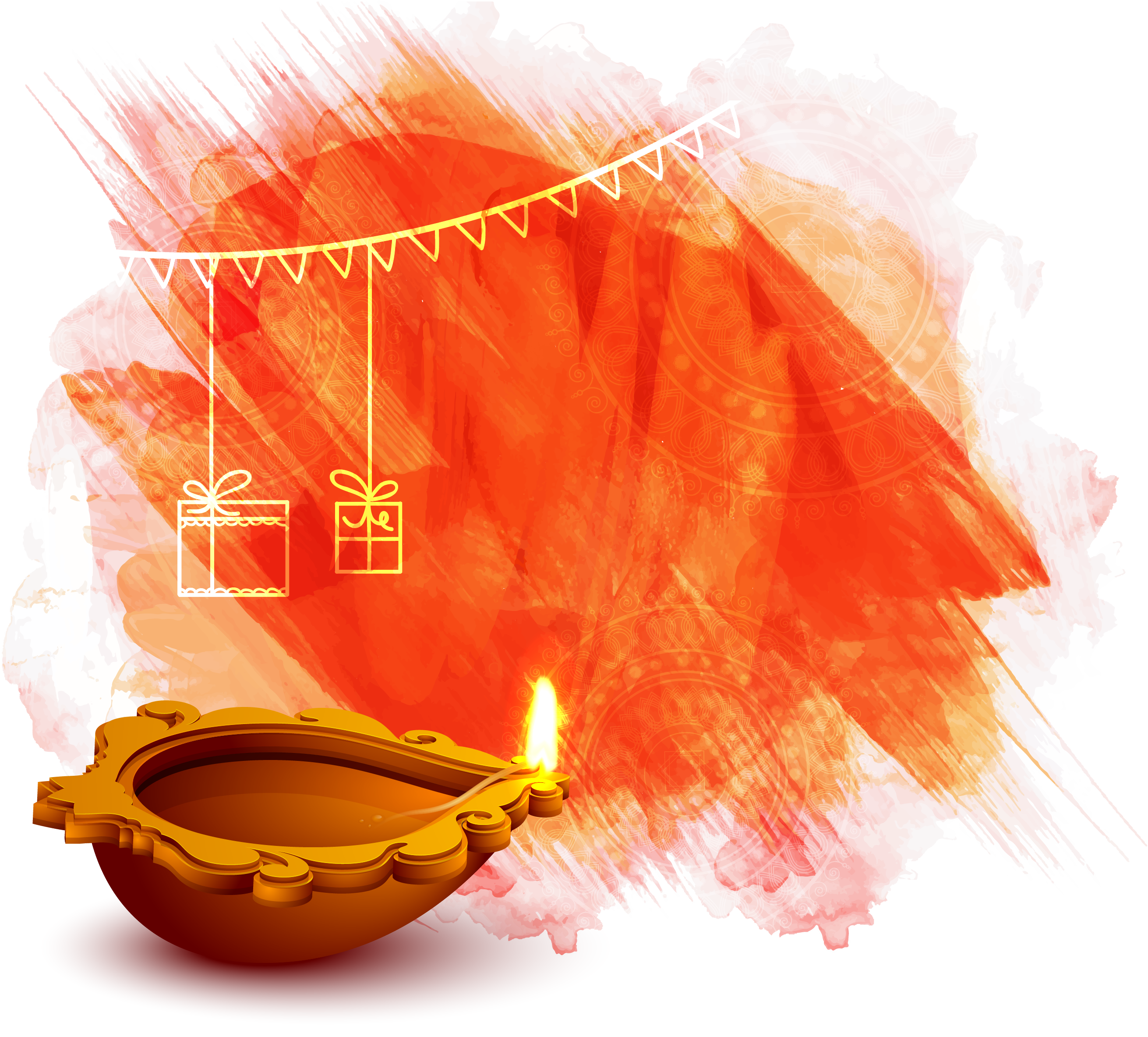 Festive Diwali Backgroundwith Diyaand Gifts PNG