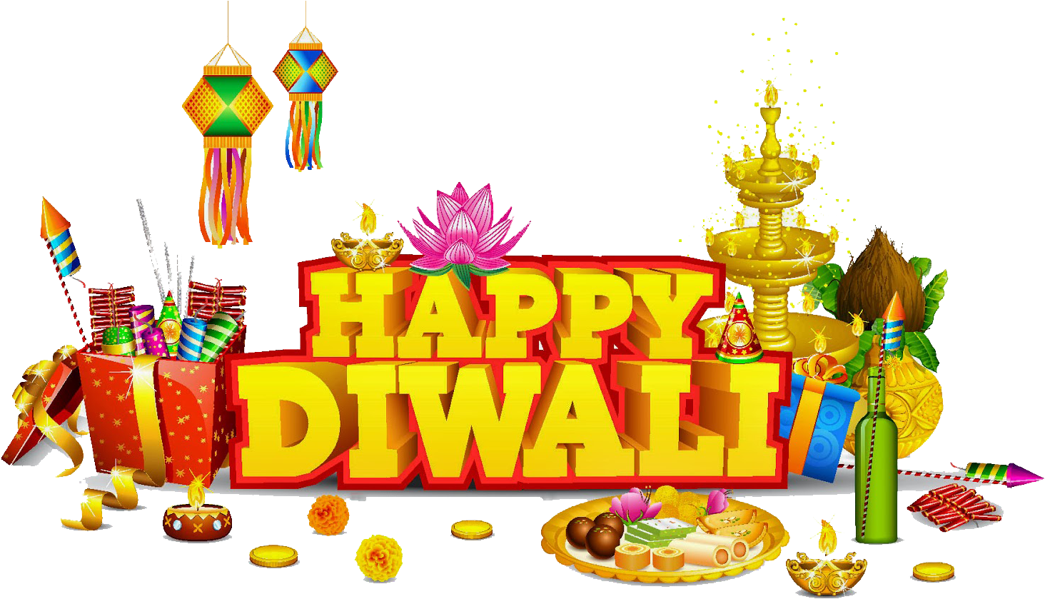 Festive Diwali Celebration Elements PNG