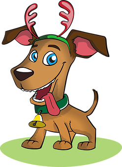 Festive Dog Cartoon Reindeer Antlers PNG