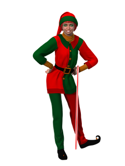 Festive Elf Costume Woman PNG