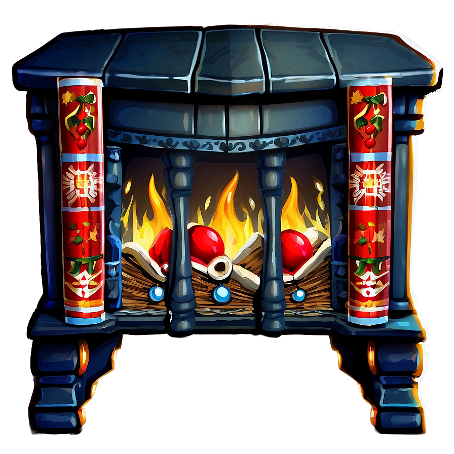 Festive Fireplace With Stockings Png Xrt43 PNG