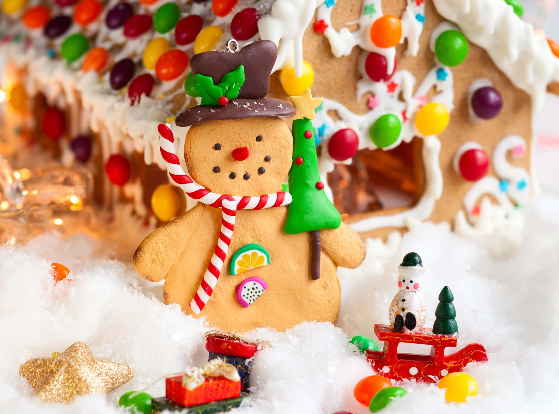 Festive Gingerbread Cookie Decoration Wallpaper