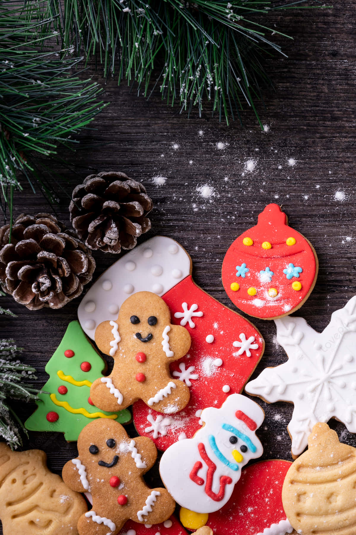 Festive Gingerbread Cookies Decoration Wallpaper