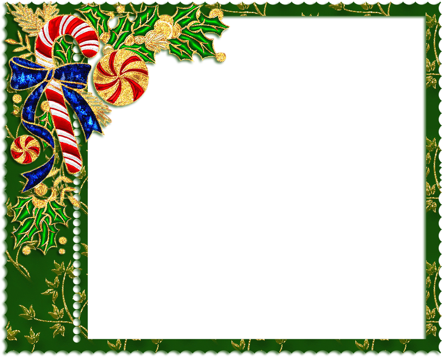 Festive Holiday Candy Cane Frame PNG