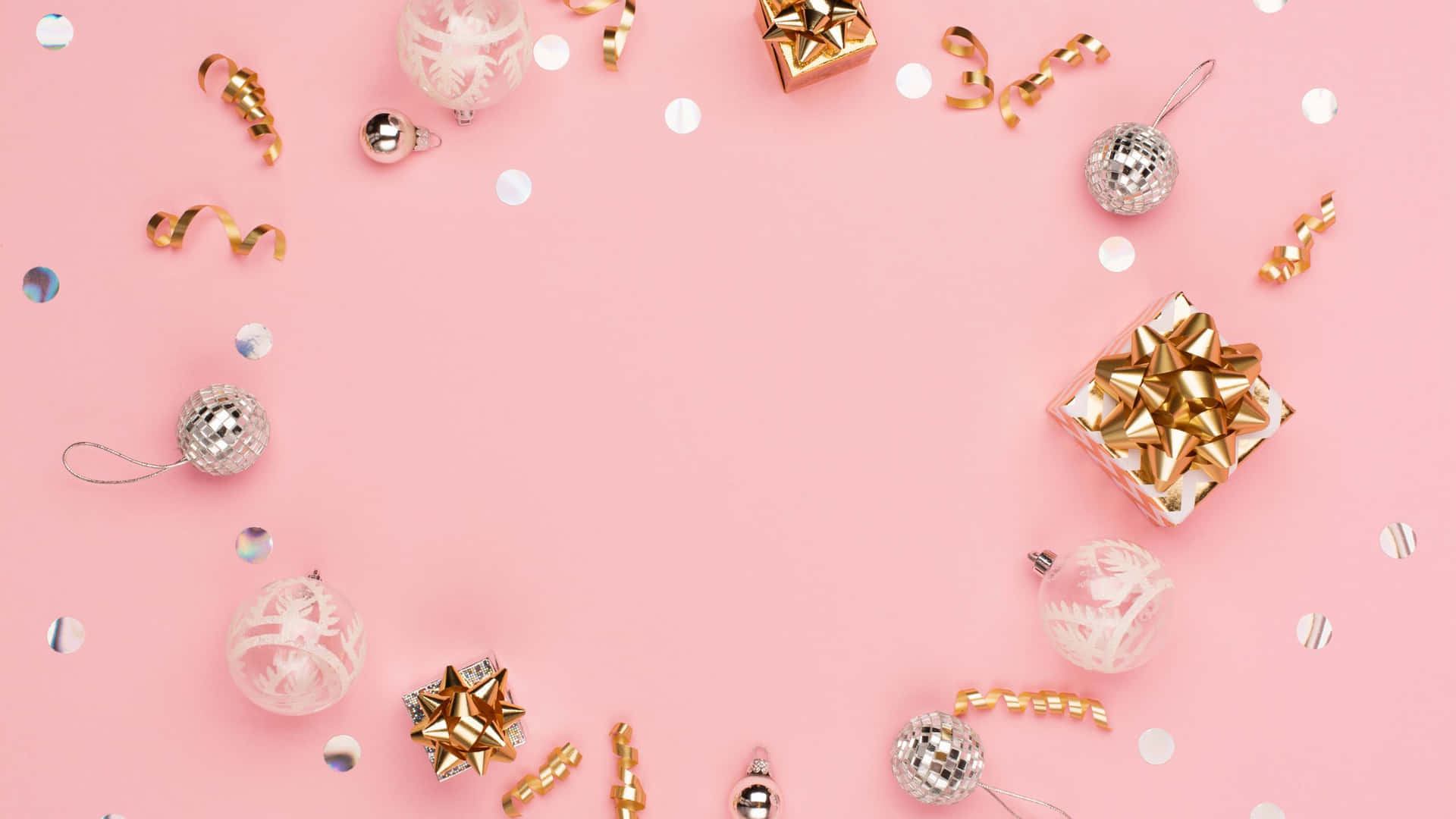 Festive Holiday Decor Pink Backdrop Wallpaper