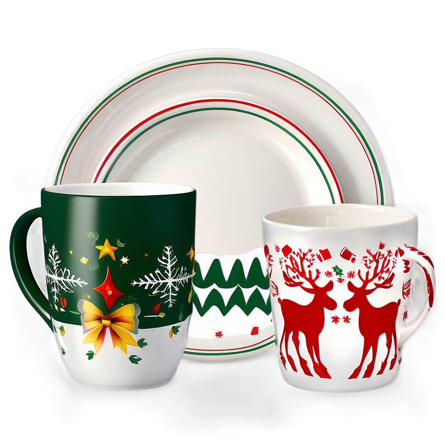 Festive Holiday Dinnerware Png Utk PNG