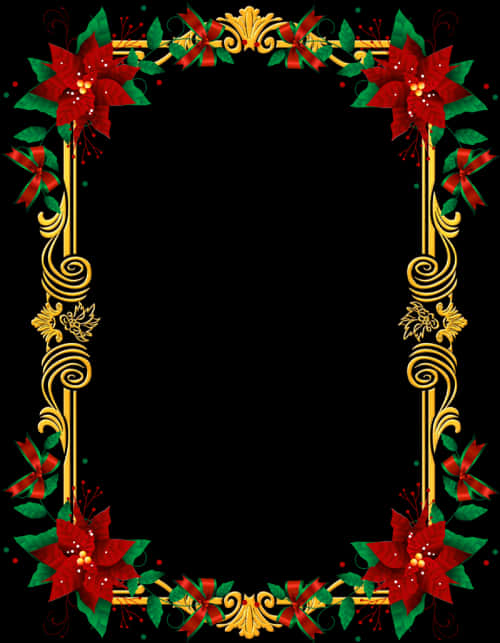 Festive Holiday Floral Frame PNG