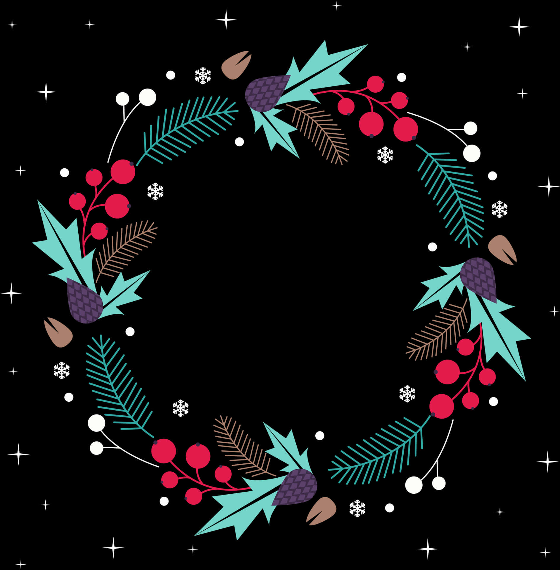 Festive Holiday Wreath Illustration PNG