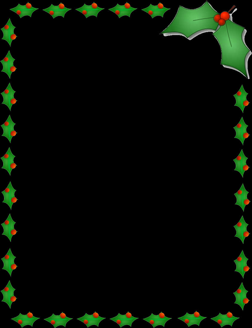 Festive Holly Christmas Border PNG