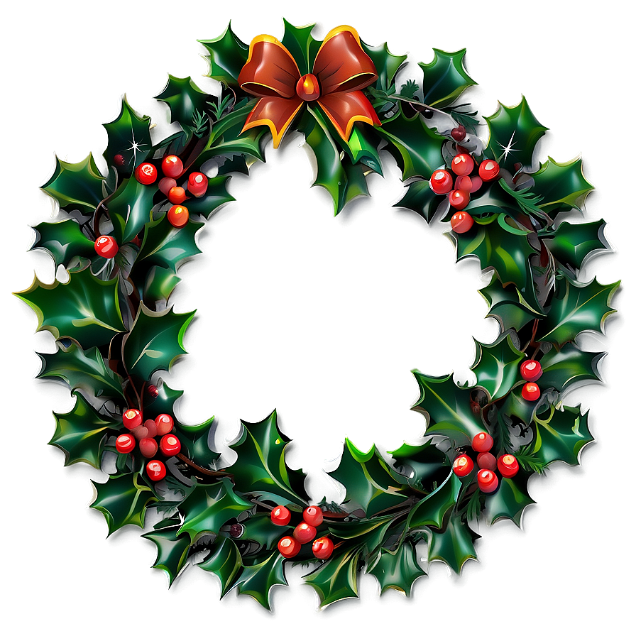 Download Festive Holly Wreath Png 24 | Wallpapers.com