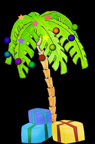 Festive Palm Treewith Gifts PNG