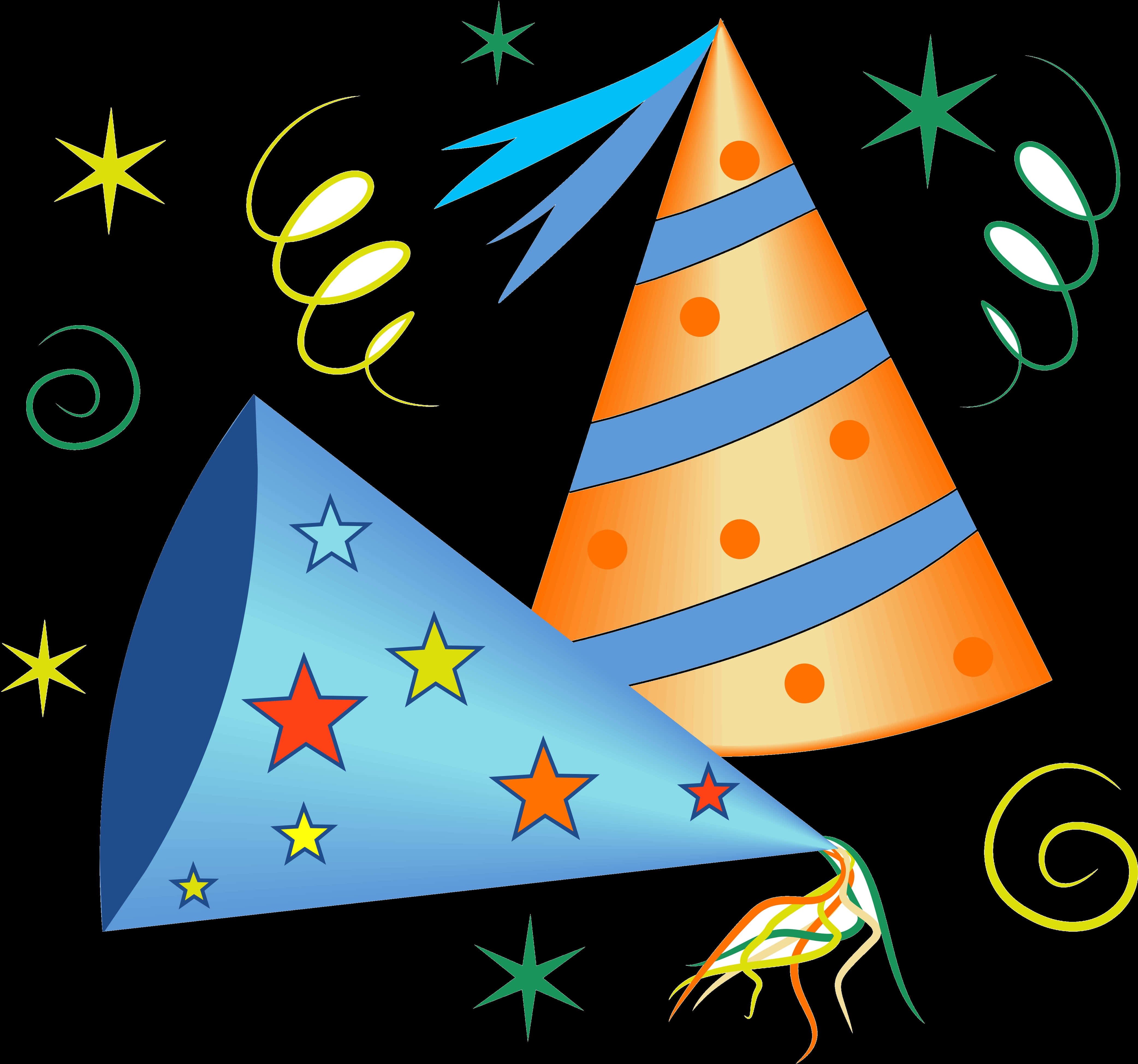 Festive Party Hats Illustration PNG