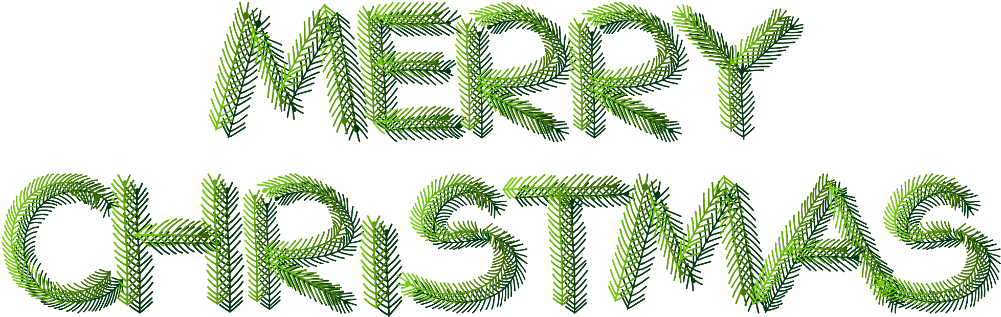 Festive Pine Needle Merry Christmas Text PNG