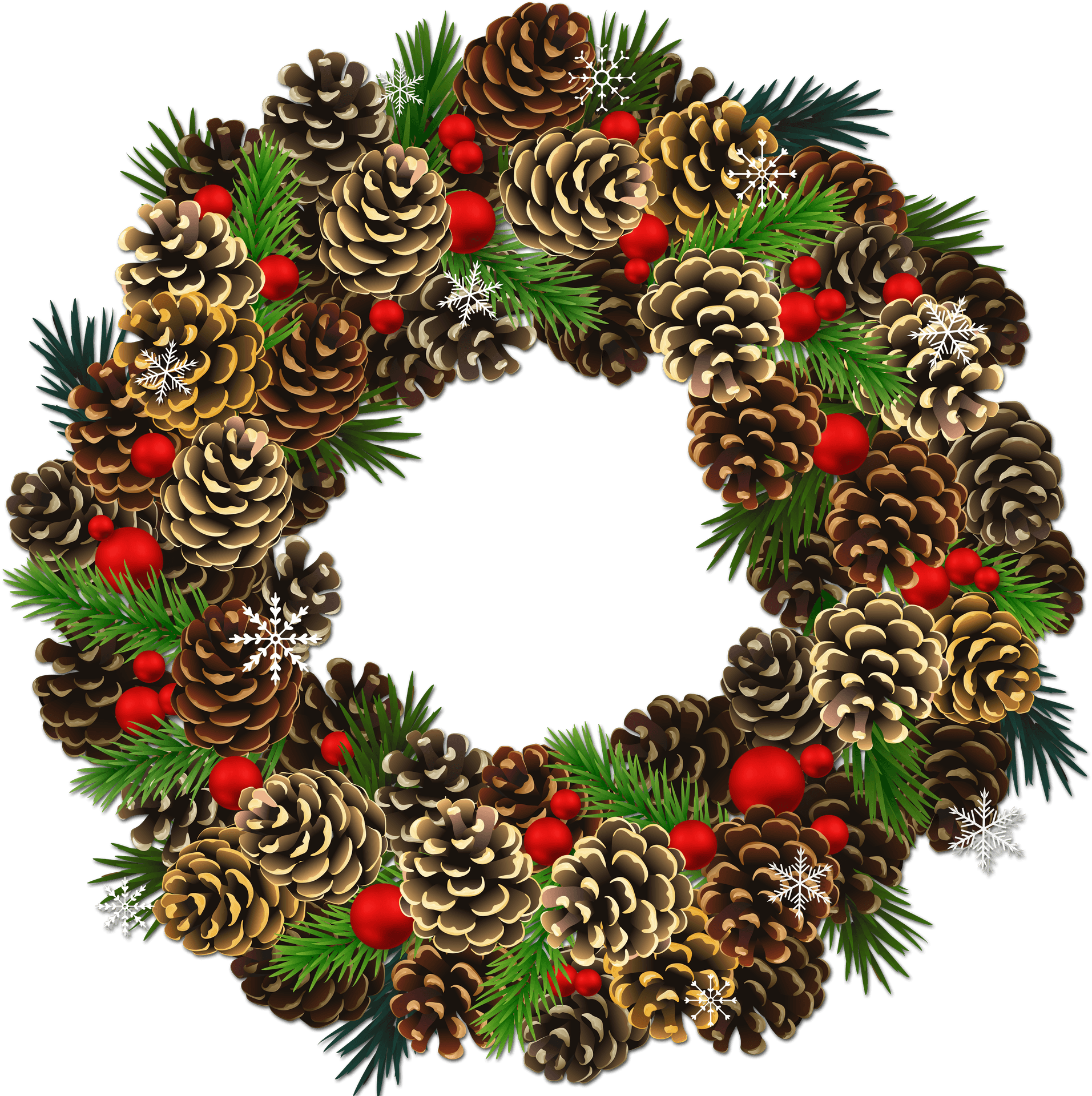 Festive Pineconeand Berry Garland PNG