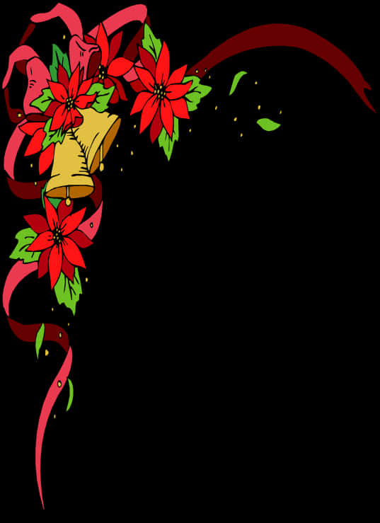 Festive Poinsettia Christmas Border PNG