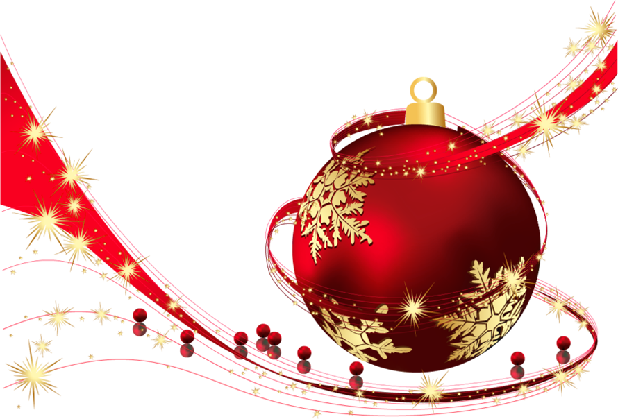 Festive Red Christmas Ballwith Golden Decorations PNG