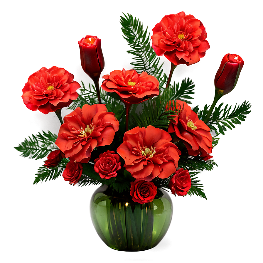 Festive Red Flowers Arrangement Png Ixw80 PNG