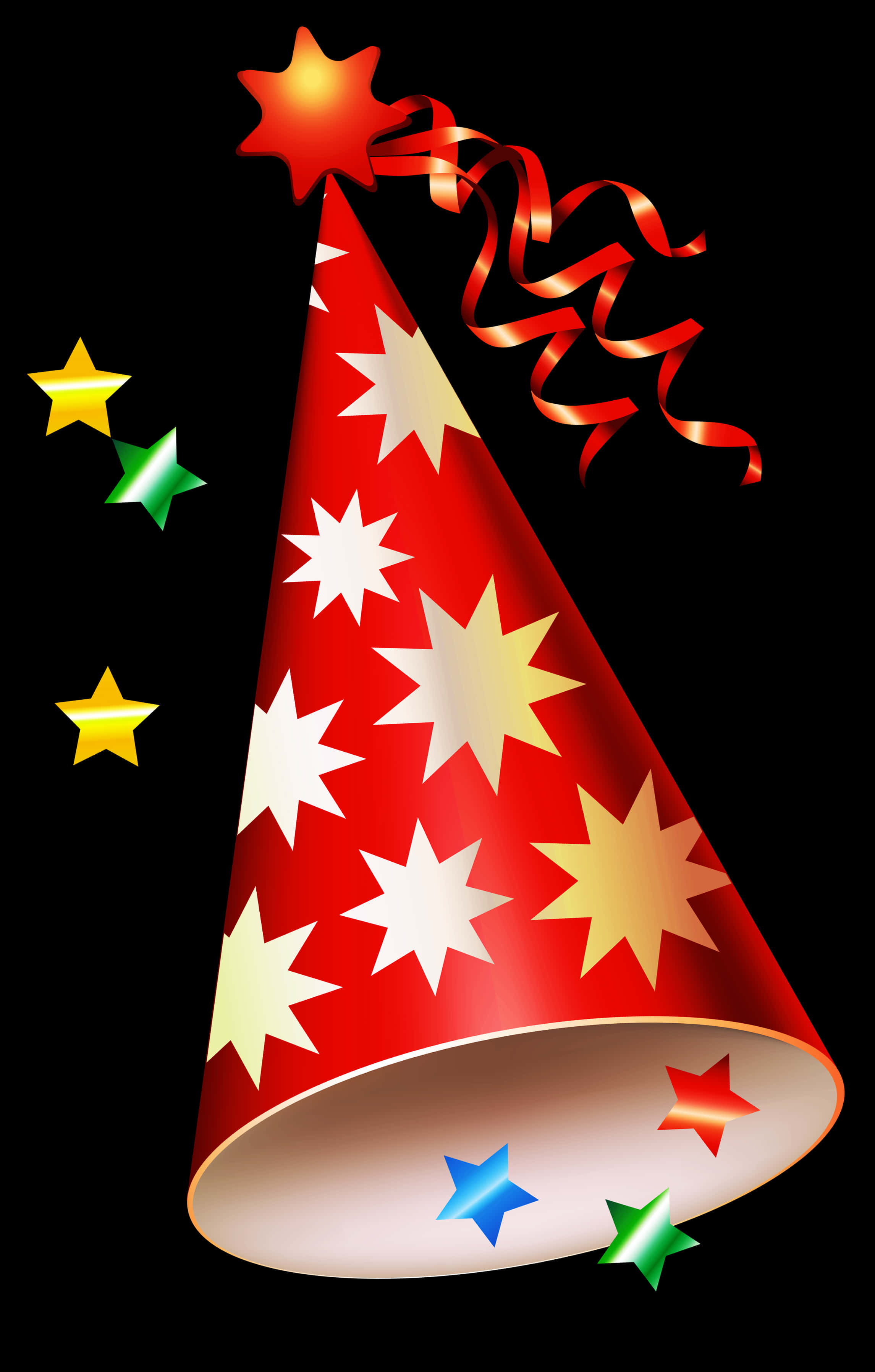 Festive Red Party Hatwith Stars PNG