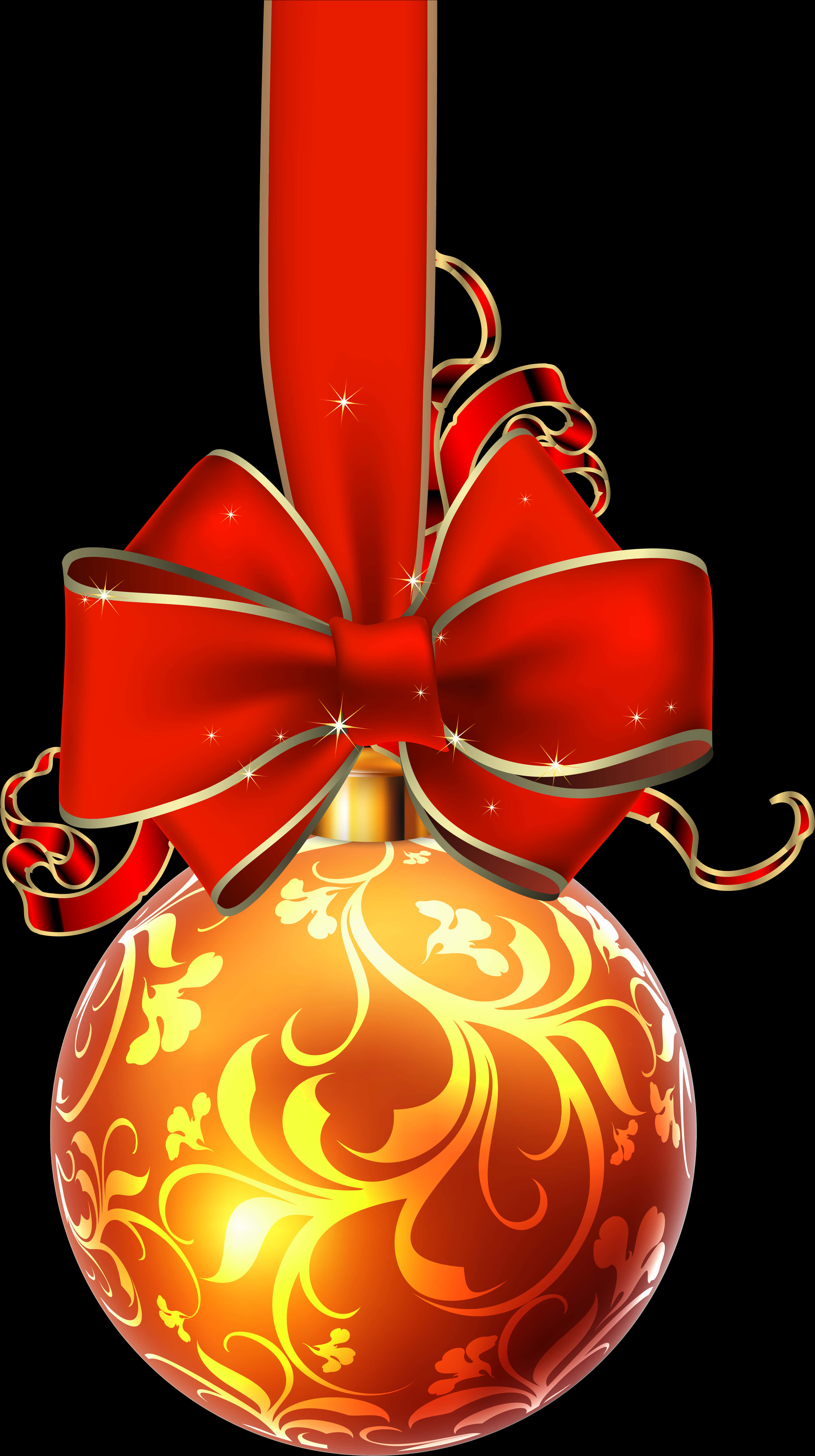 Festive Red Ribbonand Ornament PNG