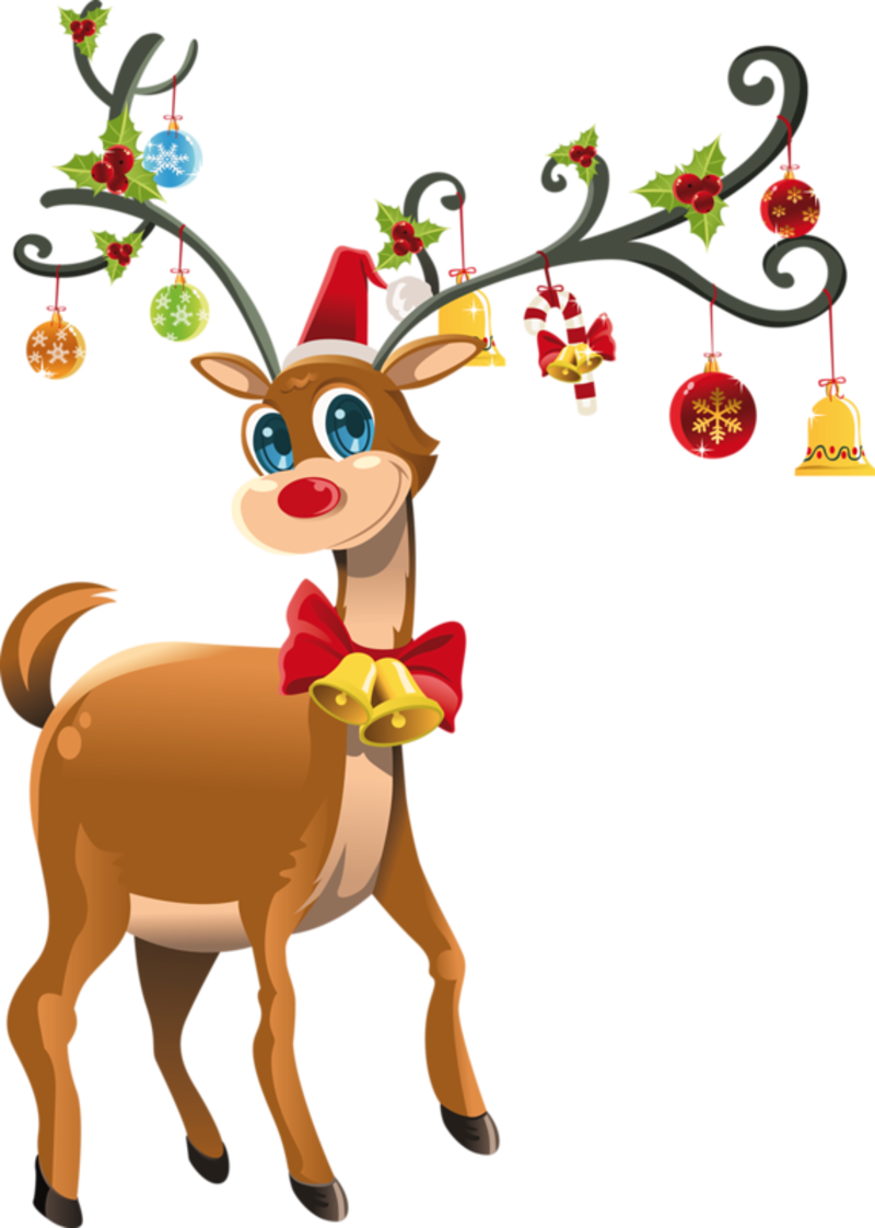 Festive Reindeer Decorated Antlers.png PNG