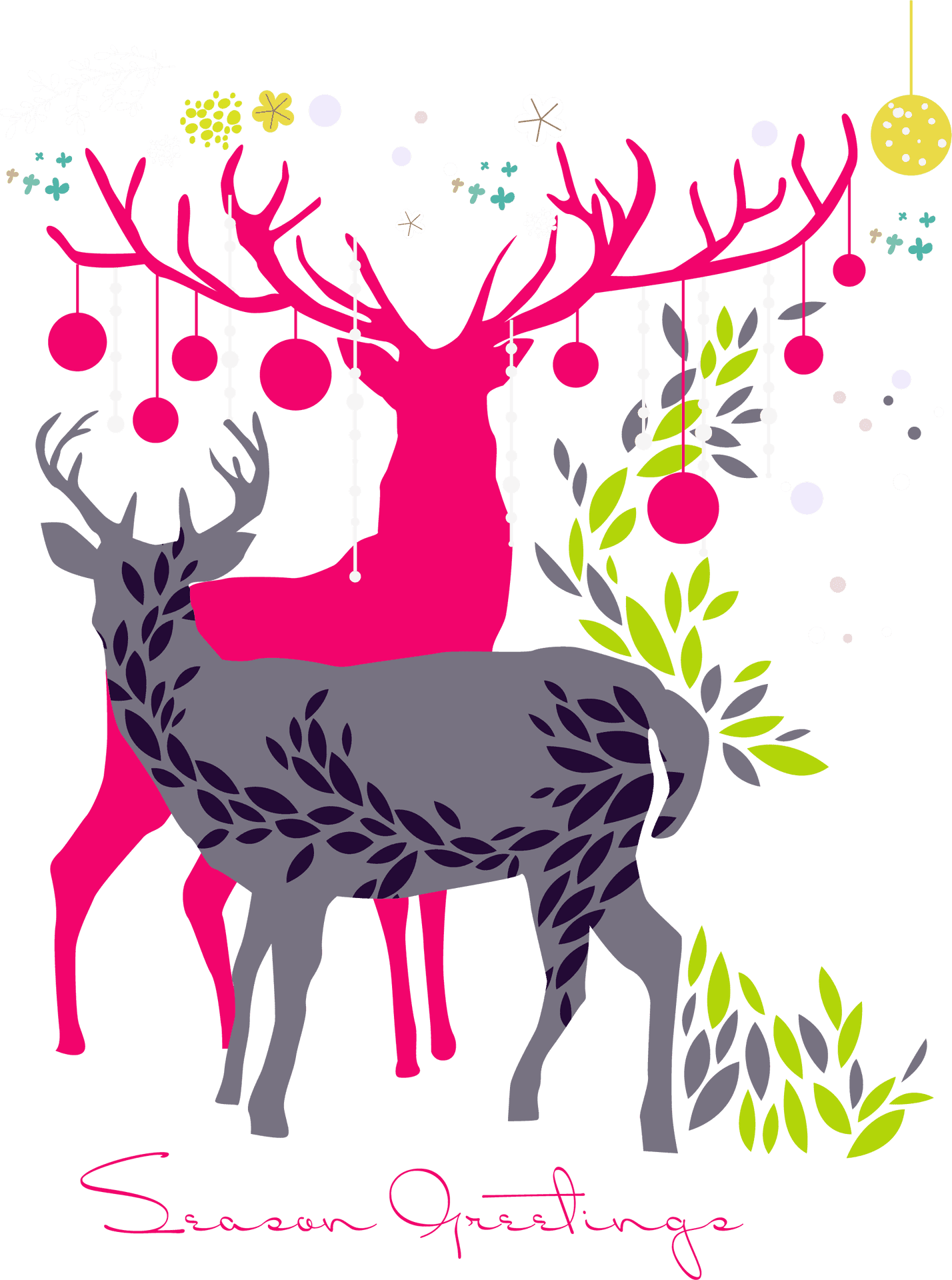 Festive Reindeer Season Greetings PNG