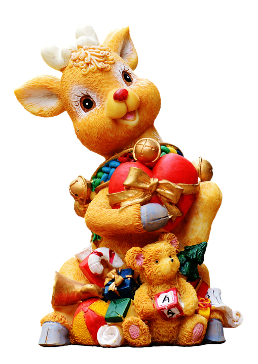 Festive Reindeerand Teddy Christmas Decoration PNG