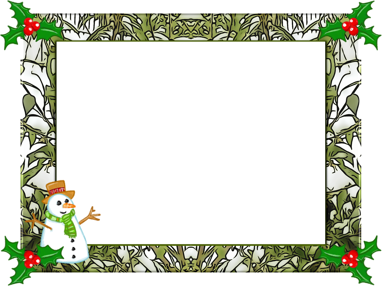 Festive Snowman Christmas Frame PNG