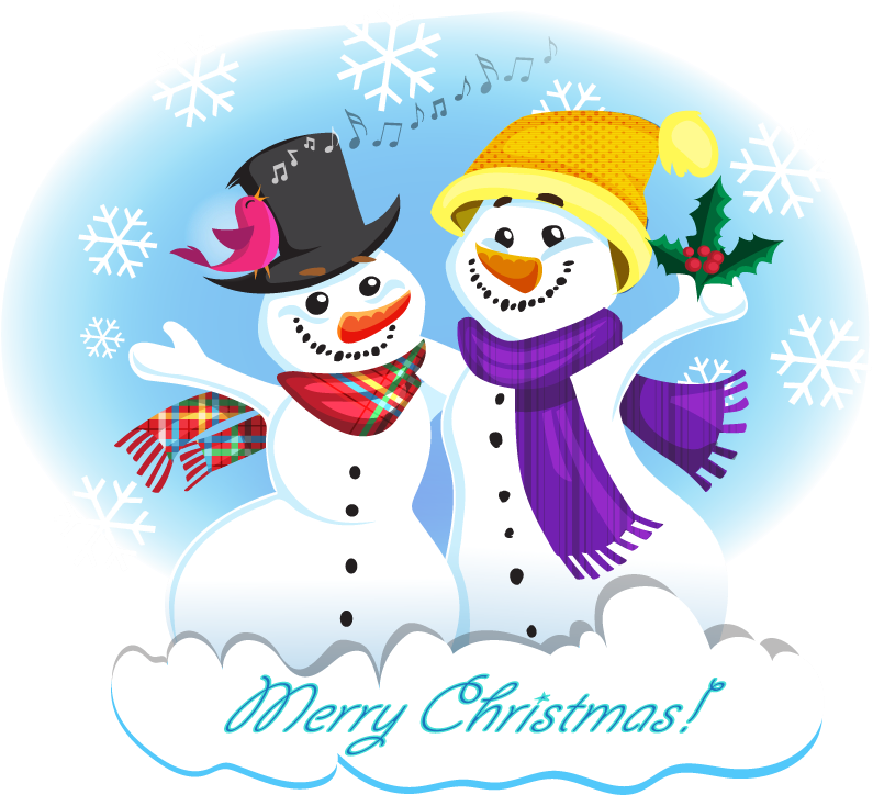 Festive Snowman Duo Clipart PNG
